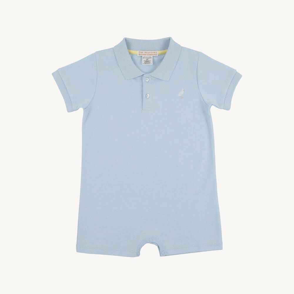 NEW THE BEAUFORT BONNET COMPANY boy's sir propers romper in buckhead blue